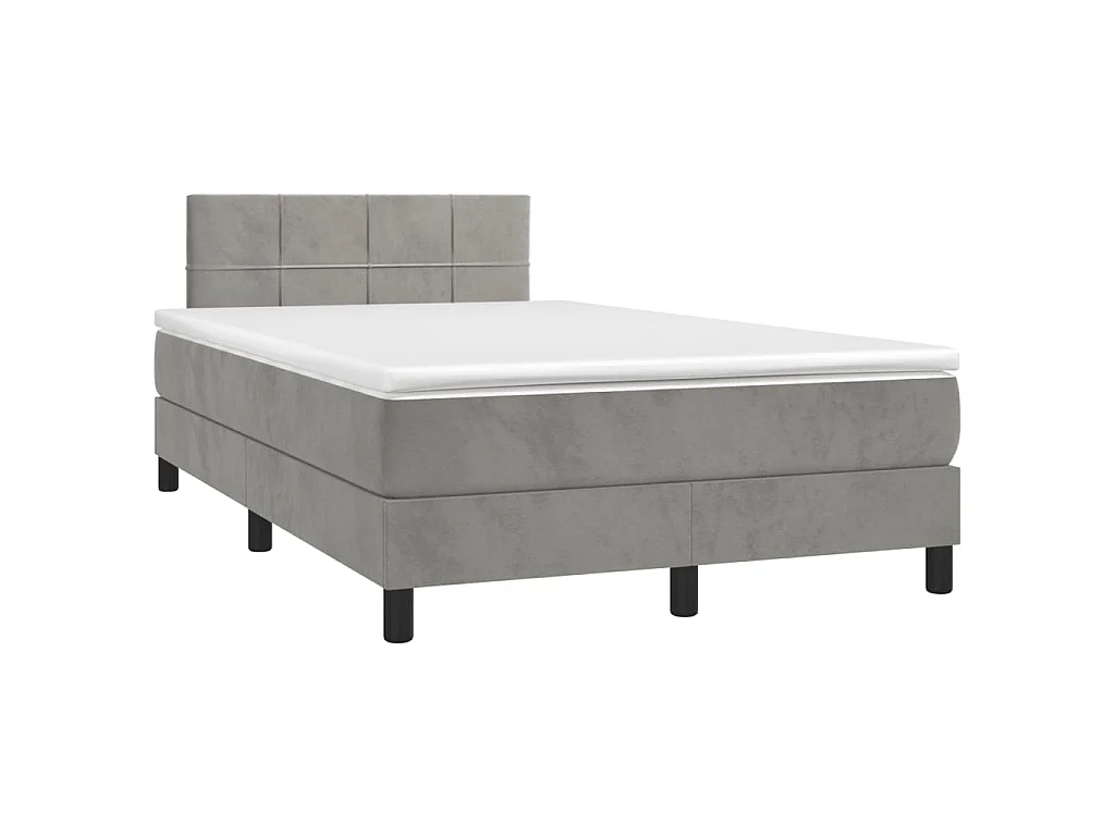 Boxspringbett mit Matratze Hellgrau 120x190 cm Samt