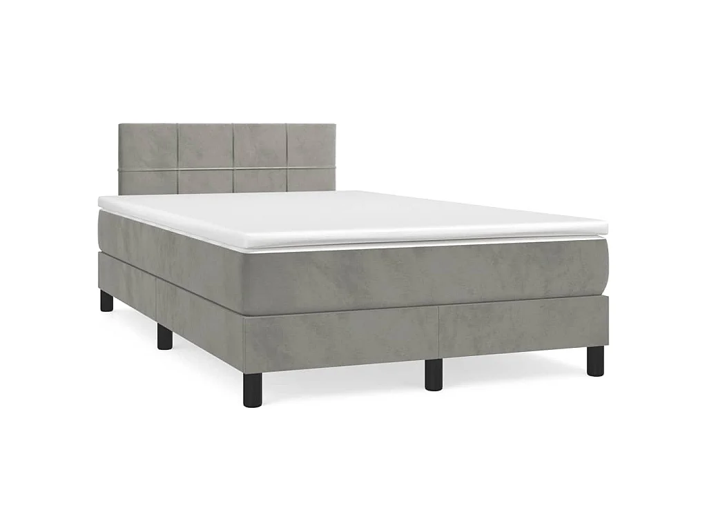 Boxspringbett mit Matratze Hellgrau 120x190 cm Samt