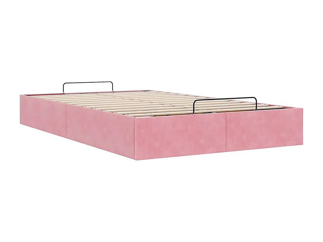 Struttura Letto Pouf Senza Materasso Rosa 120x200 cm Velluto