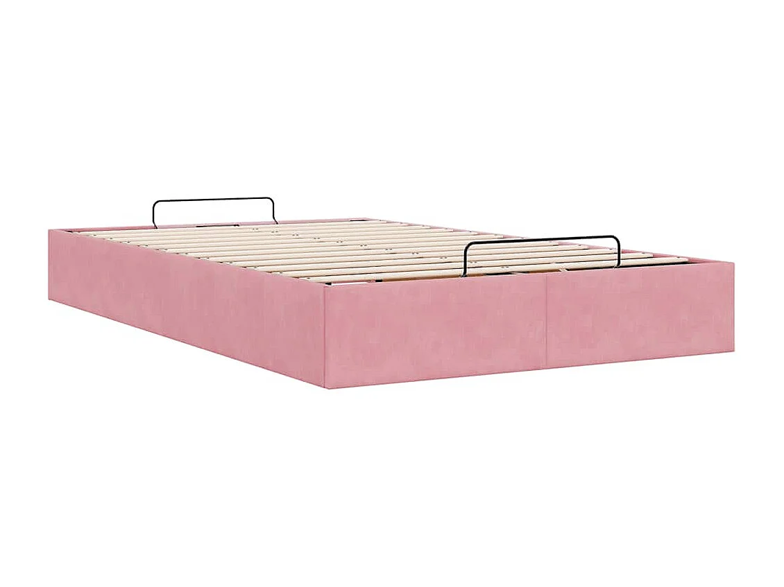 Struttura Letto Pouf Senza Materasso Rosa 120x200 cm Velluto