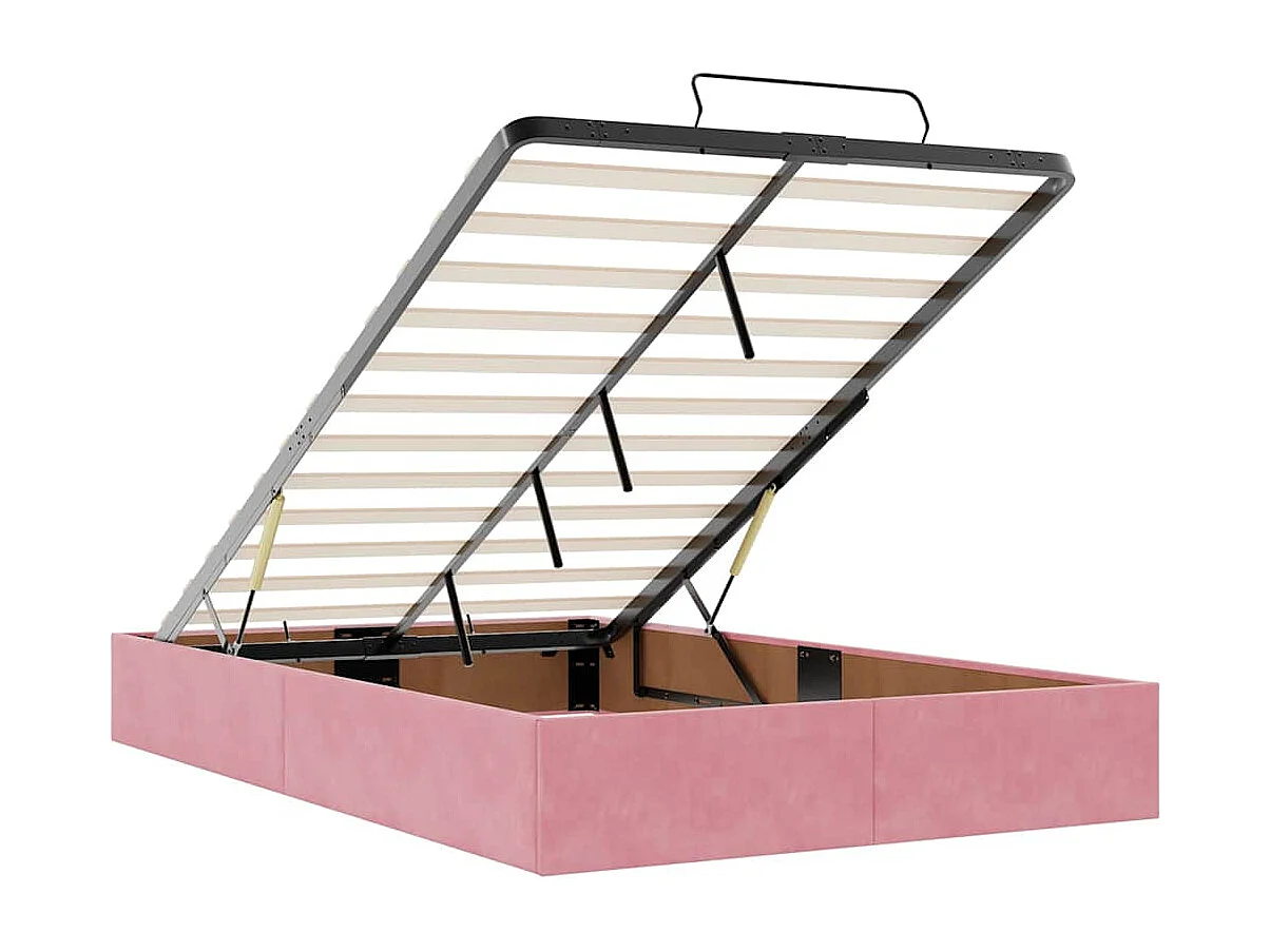 Struttura Letto Pouf Senza Materasso Rosa 120x200 cm Velluto