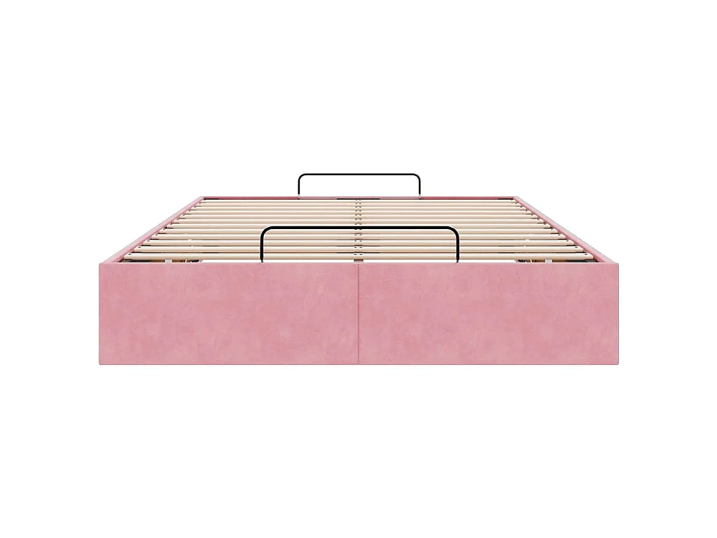 Estructura cama otomana sin colchón terciopelo rosa 120x200 cm