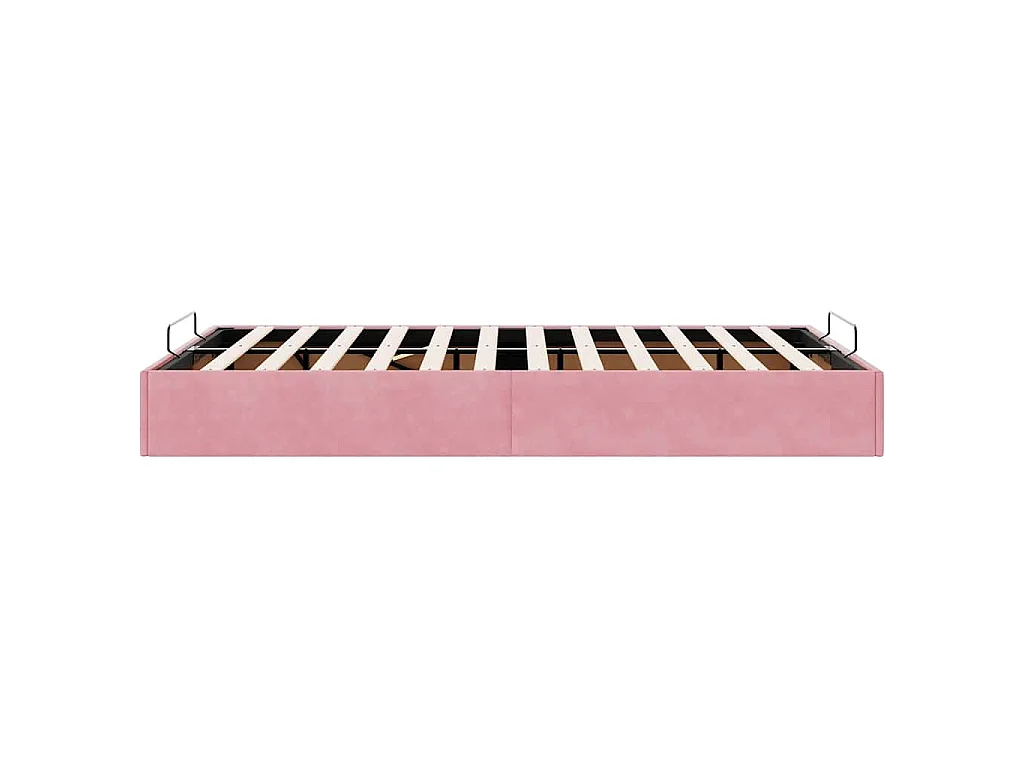 Estructura cama otomana sin colchón terciopelo rosa 120x200 cm
