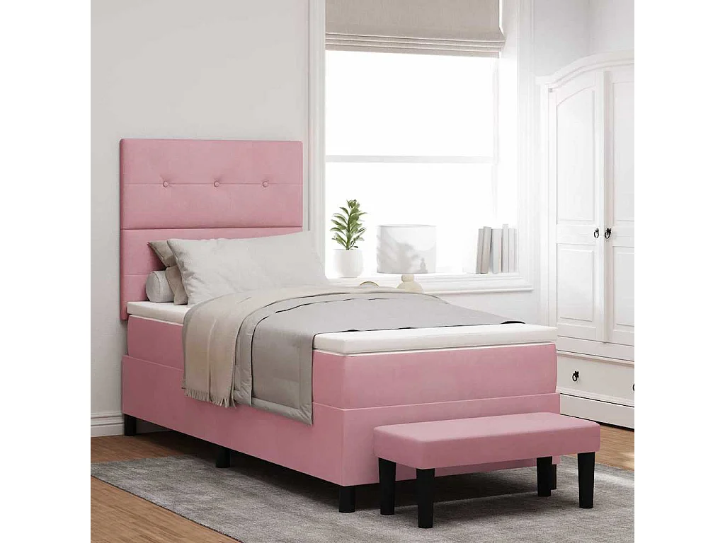 Letto a molle con testiera Rosa 200 x 100 cm Velluto