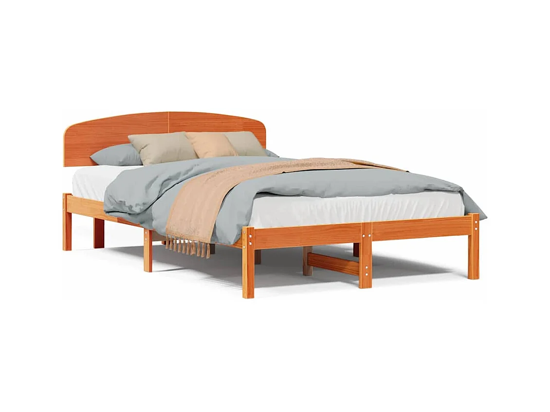 Bedframe met hoofdeinde Bruin 120 x 190 cm Massief grenenhout