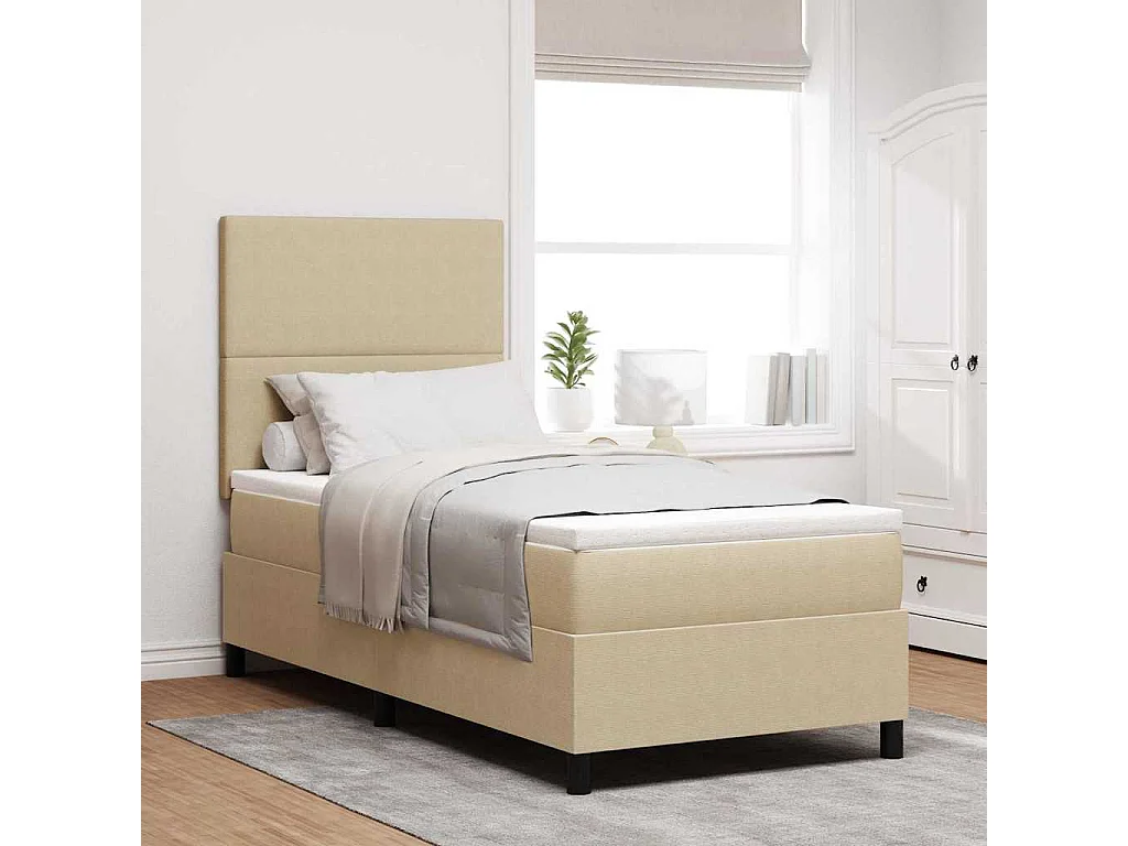 Cama Box Manual Cinza Claro e Branco 203 x 100 x 128 cm