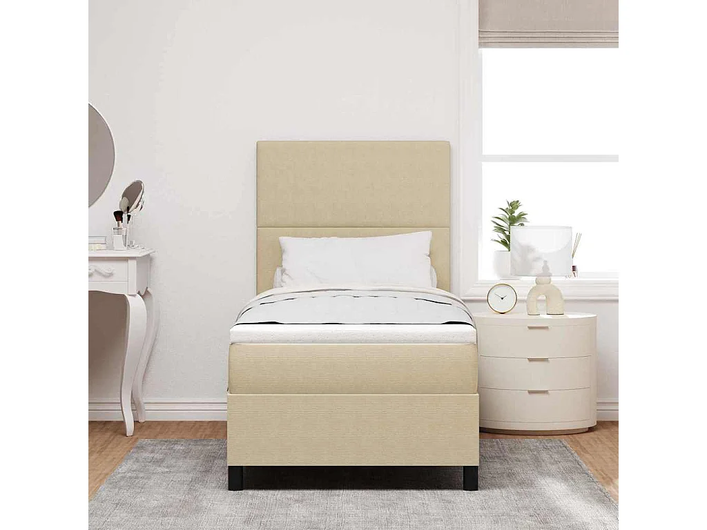 Cama Box Manual Cinza Claro e Branco 203 x 100 x 128 cm