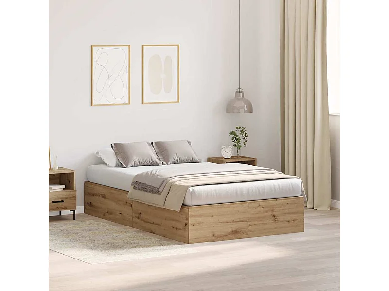 Cadre de lit chêne artisanal 120 x 190 cm Bois d'ingénierie