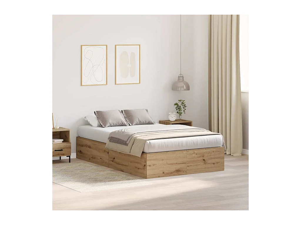Cadre de lit chêne artisanal 120 x 190 cm Bois d'ingénierie