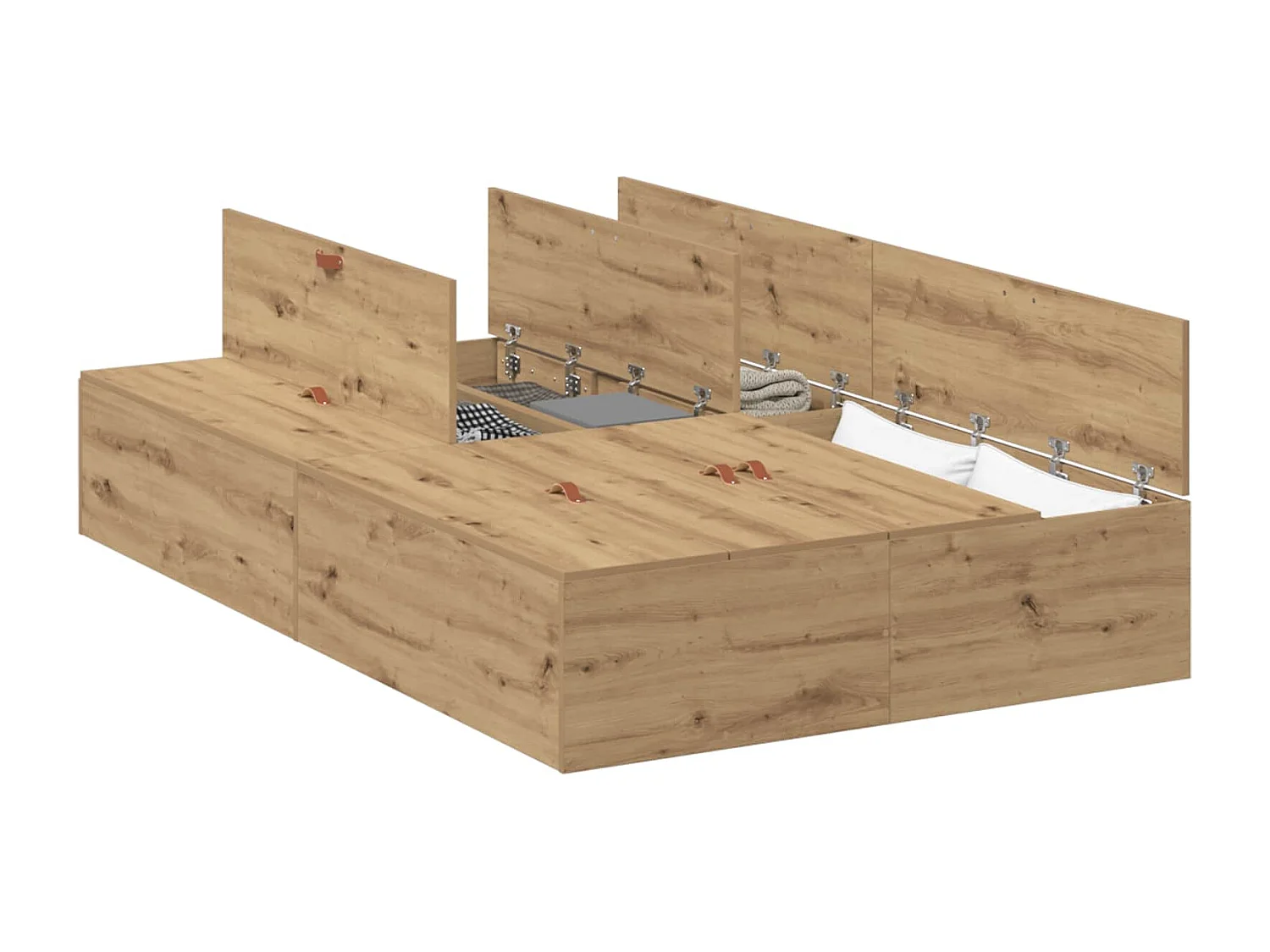 Cadre de lit avec rangement Chêne artisanal 120 x 190 cm