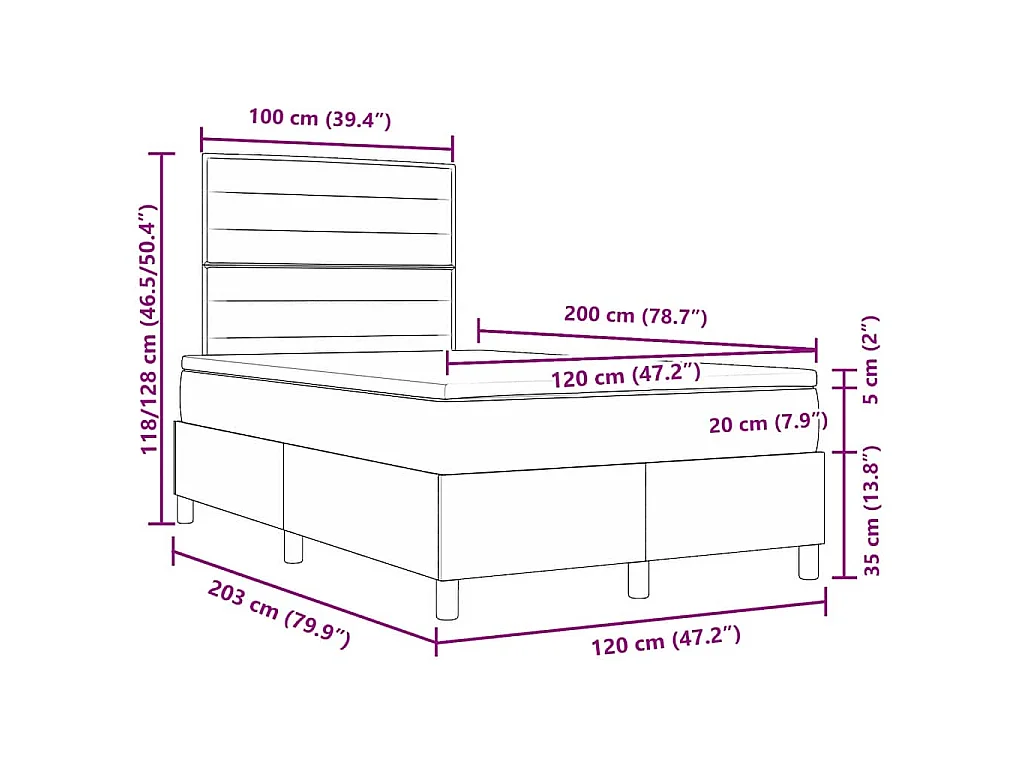 Boxspringbed met matras Donkerbruin 120 x 200 cm Stof