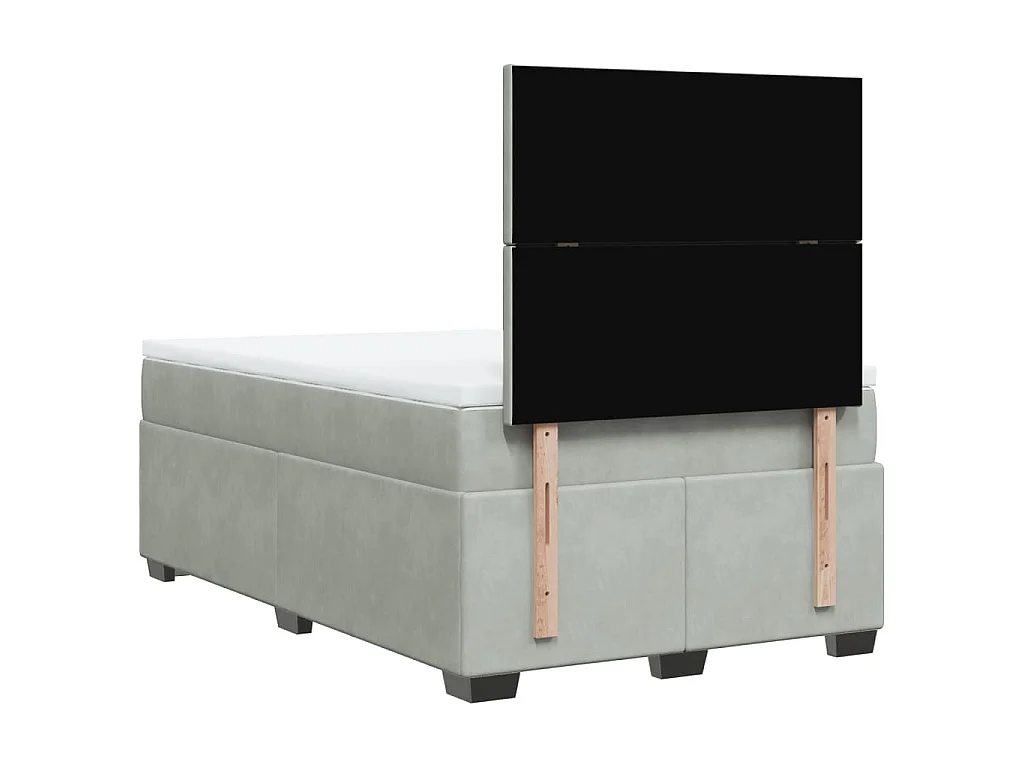 Boxspring met matras fluweel lichtgrijs 120x190 cm