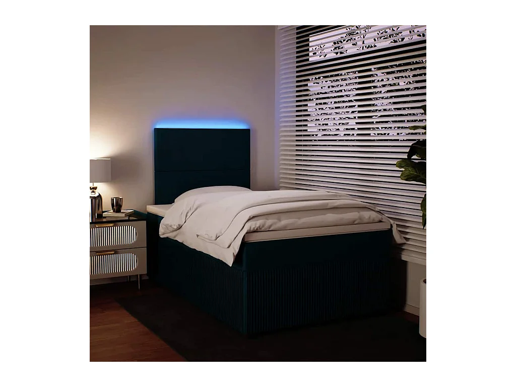 Sommier à lattes de lit et matelas bleu 120x200 cm velours