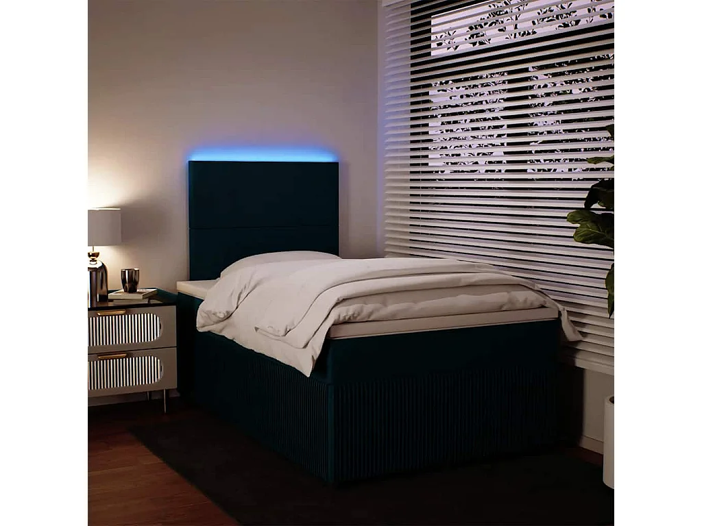 Cama boxspring com colchão 120x200 cm veludo azul