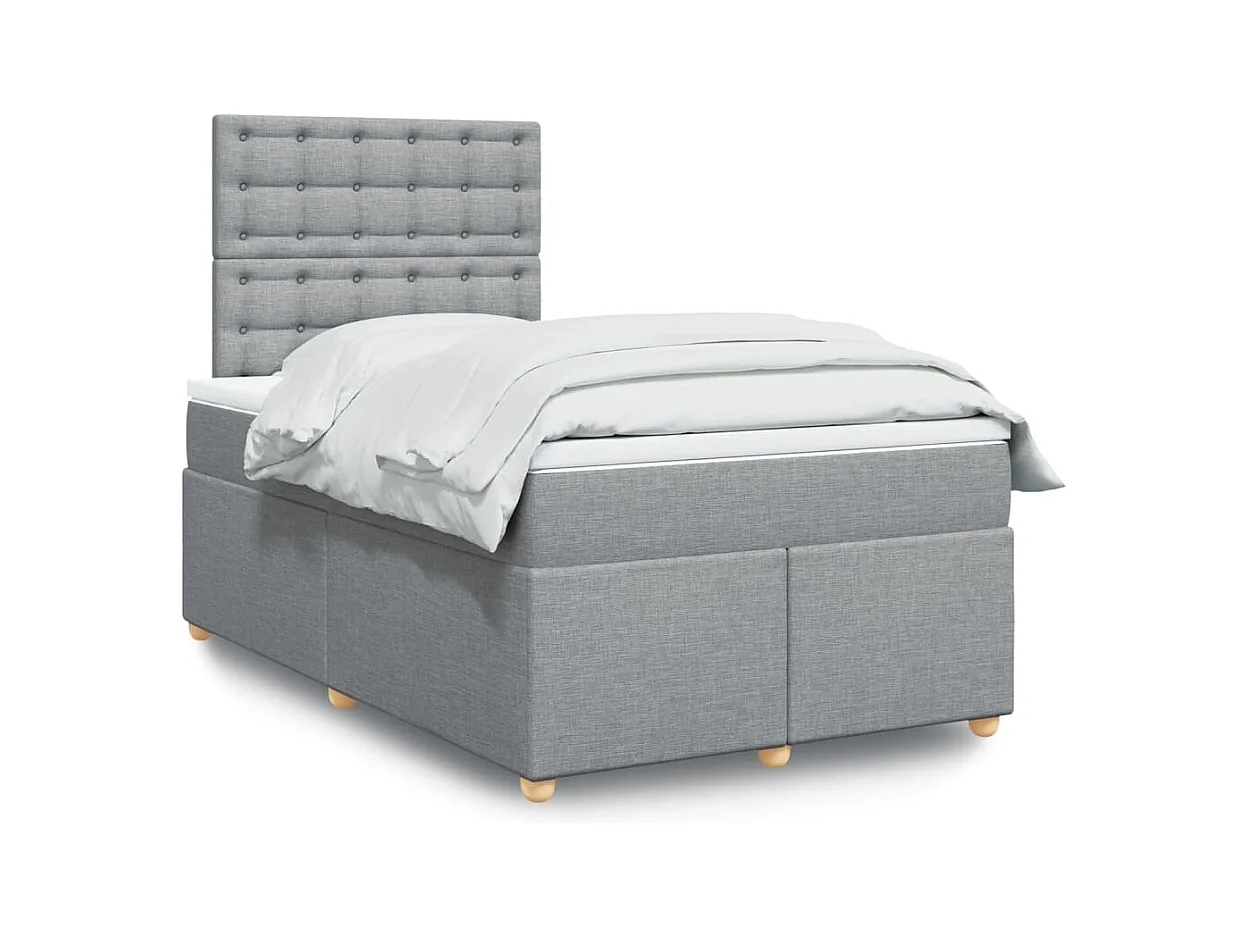 Boxspring met matras stof lichtgrijs 120x190 cm