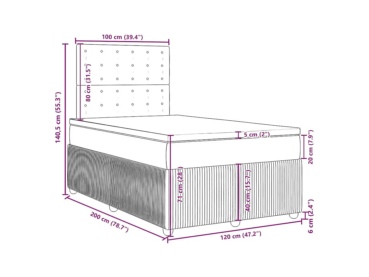 Sommier à lattes de lit avec matelas Bleu 120x200 cm Tissu