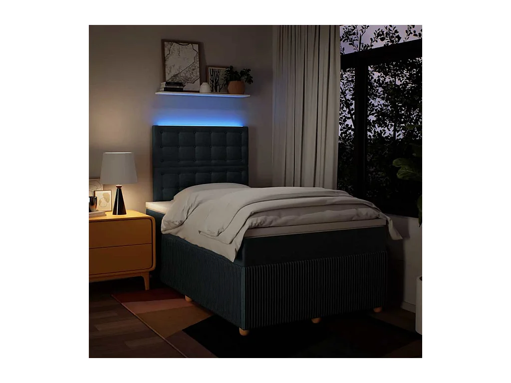 Sommier à lattes de lit avec matelas Bleu 120x200 cm Tissu