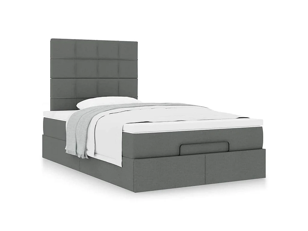 Ottoman-Bett mit Matratze Dunkelgrau 120x200 cm Stoff