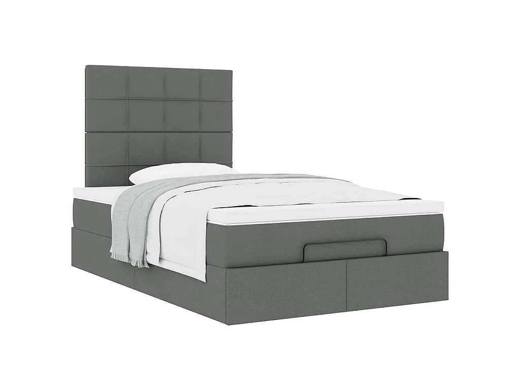 Ottoman-Bett mit Matratze Dunkelgrau 120x200 cm Stoff