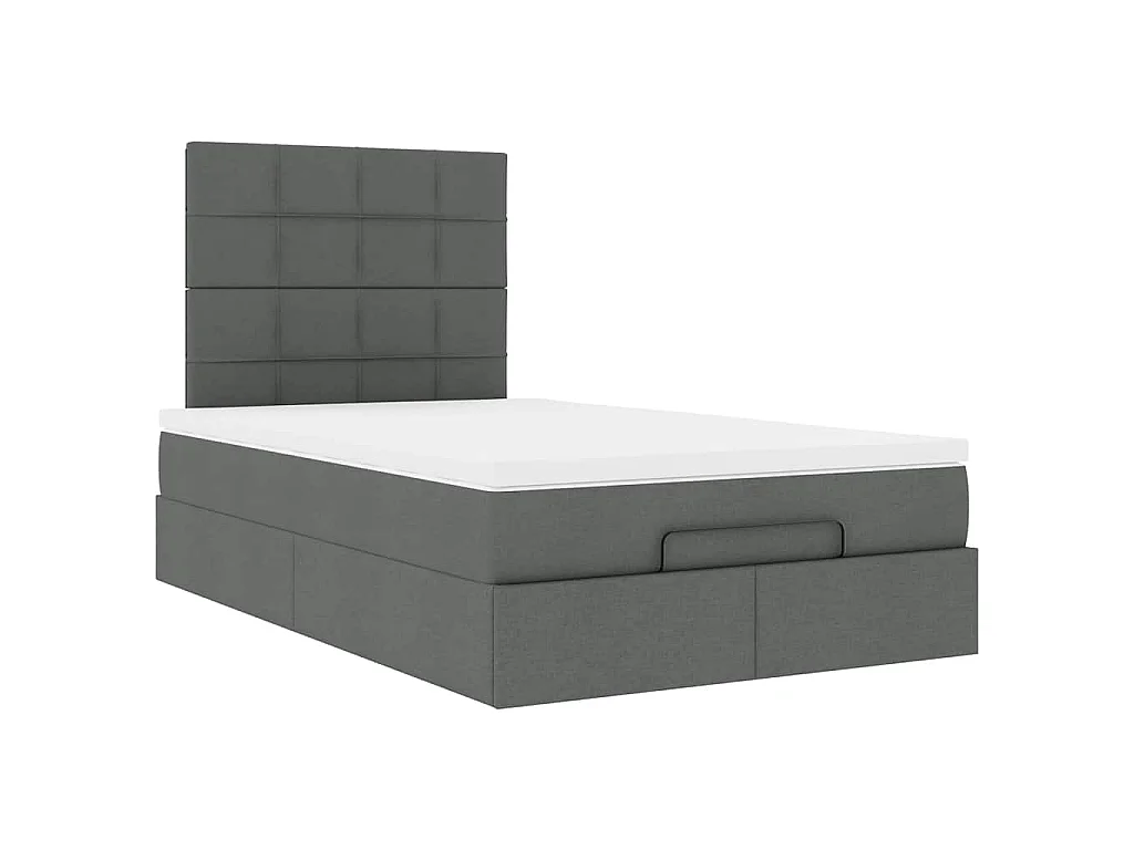 Ottoman-Bett mit Matratze Dunkelgrau 120x200 cm Stoff