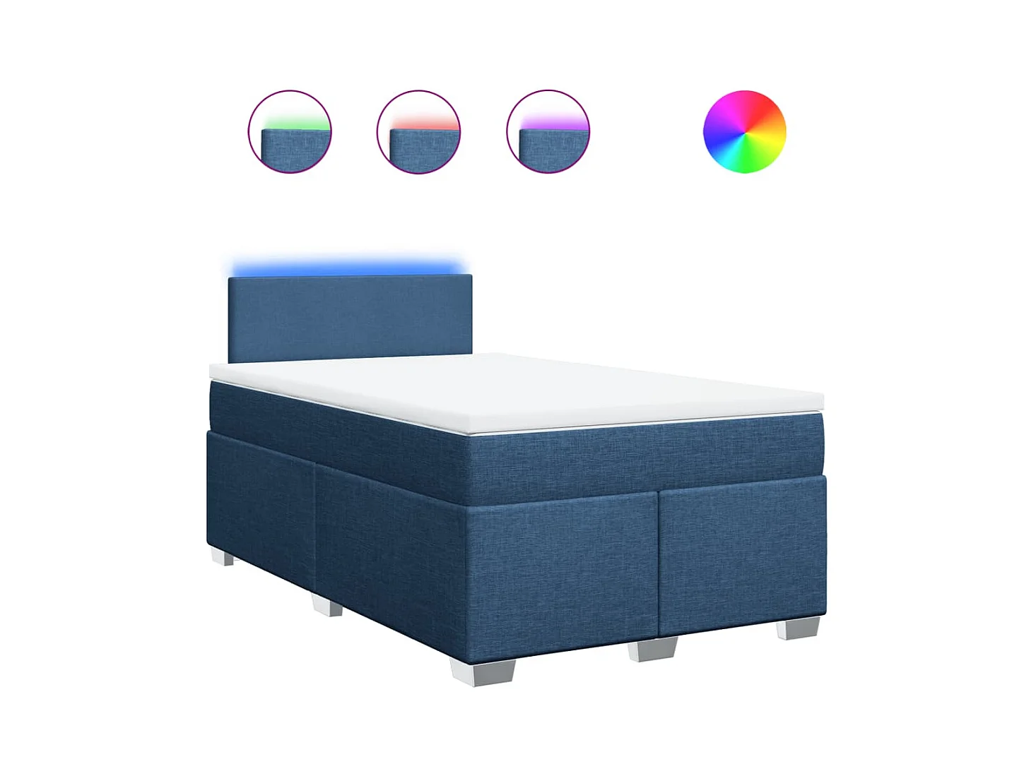 Cama boxspring com colchão 120x190 cm tecido azul