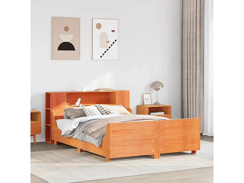 Estructura de cama sin colchón madera maciza marrón 120x190 cm