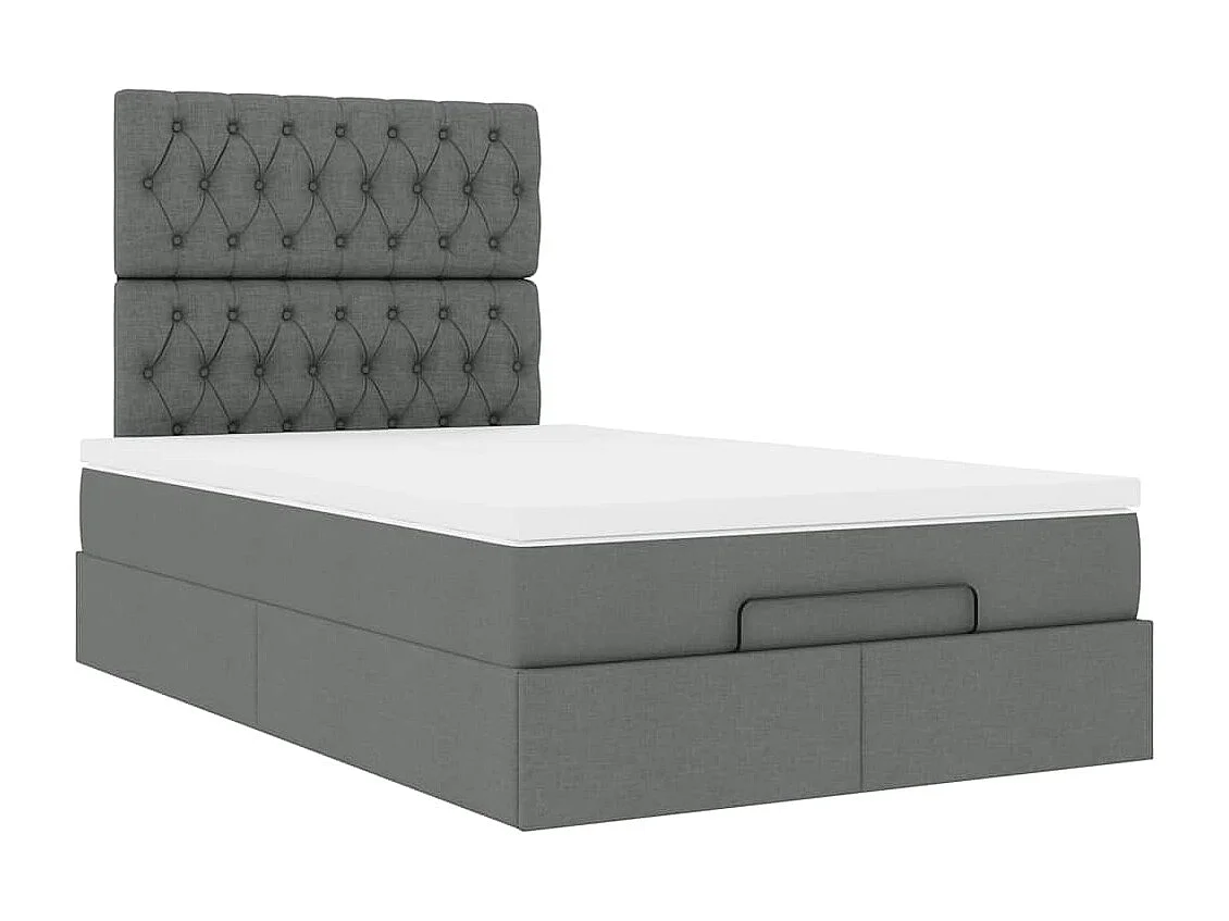 Ottoman-Bett mit Matratze Dunkelgrau 120x200 cm Stoff