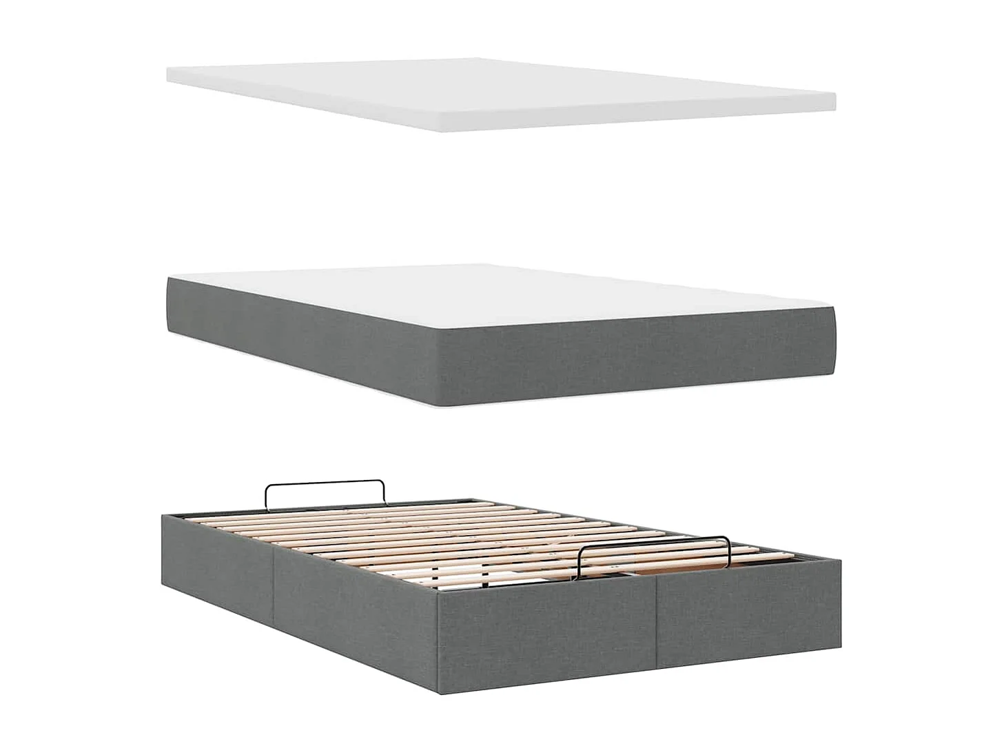 Ottoman-Bett mit Matratze Dunkelgrau 120x200 cm Stoff