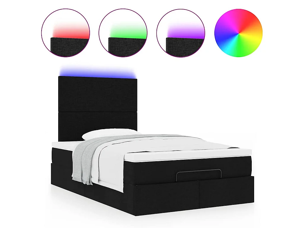 Ottoman bed met matras en LED's 120x190 cm stof zwart
