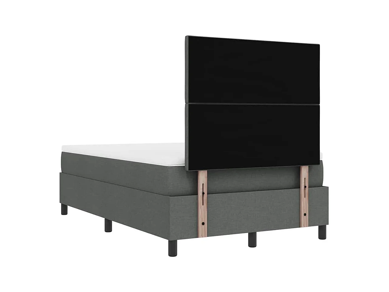 Lit à ressorts avec matelas Gris foncé 120 x 190 cm tissu