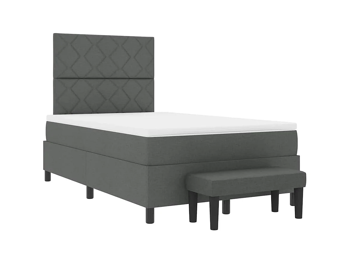 Lit à ressorts avec matelas Gris foncé 120 x 190 cm tissu