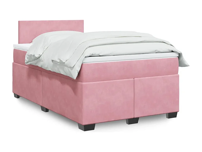 Boxspring met matras fluweel roze 120x190 cm