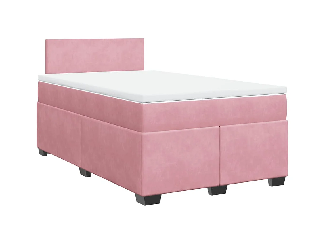Sommier à lattes de lit avec matelas rose 120x190 cm velours