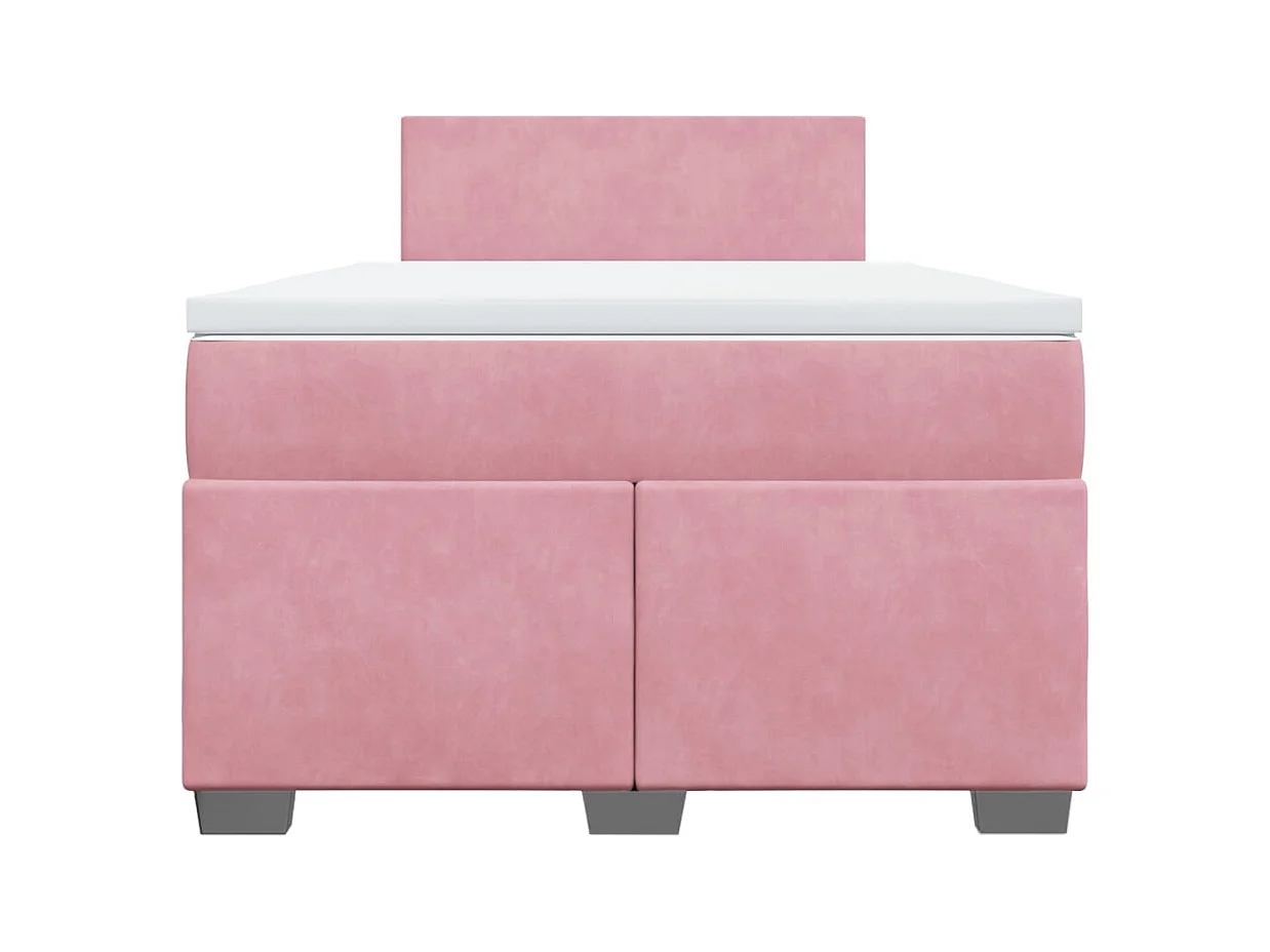 Sommier à lattes de lit avec matelas rose 120x190 cm velours