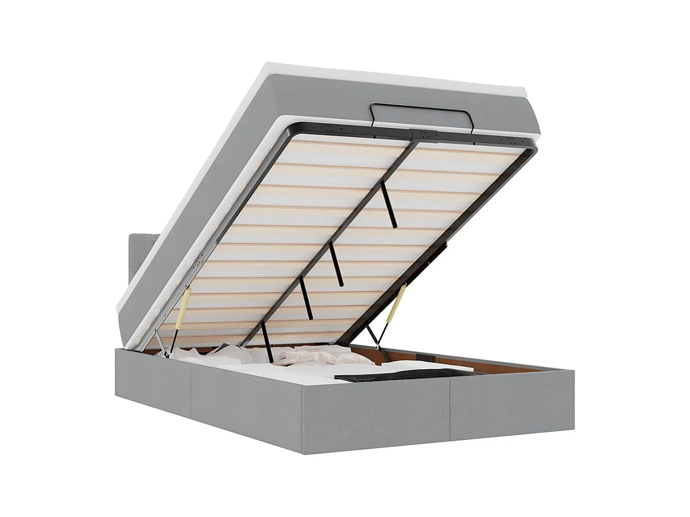 Lit ottoman avec matelas gris clair 120x190 cm tissu