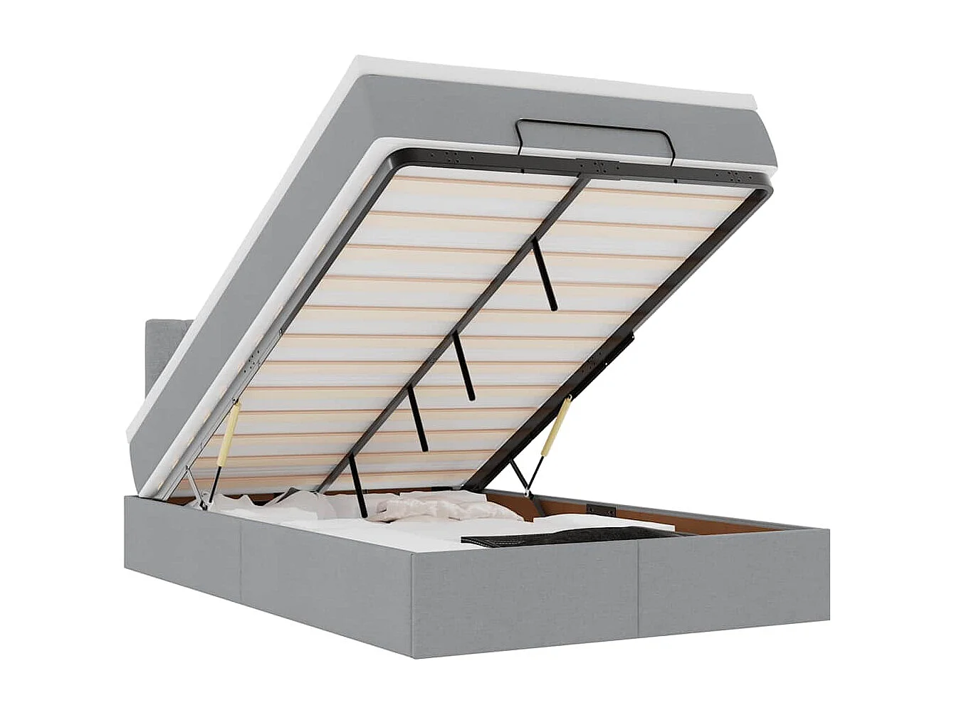 Ottoman bed met matras en LED's 120x190 cm stof lichtgrijs