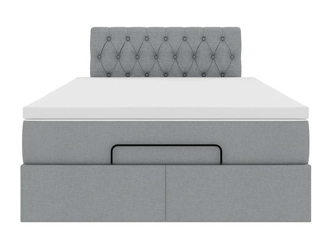 Ottoman bed met matras en LED's 120x190 cm stof lichtgrijs