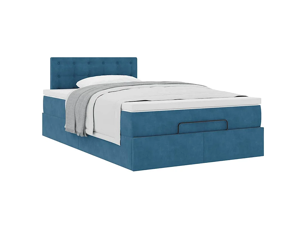 Ottoman-Bett mit Matratze Dunkelblau 120x200 cm Samt