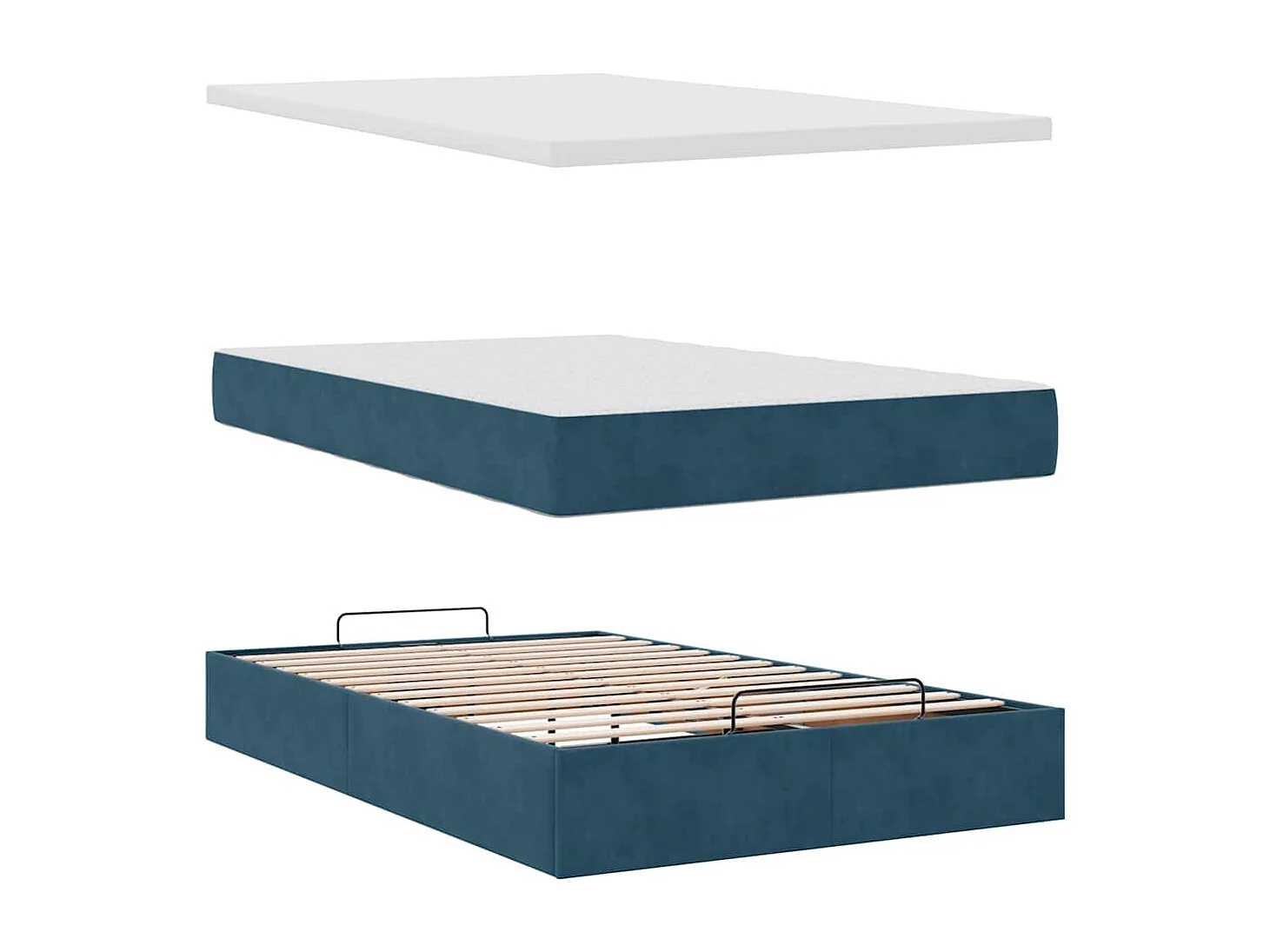 Ottoman-Bett mit Matratze Dunkelblau 120x200 cm Samt