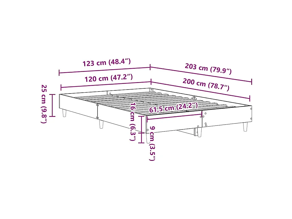 Bettgestell ohne Matratze Weiß 120x200 cm Holzwerkstoff