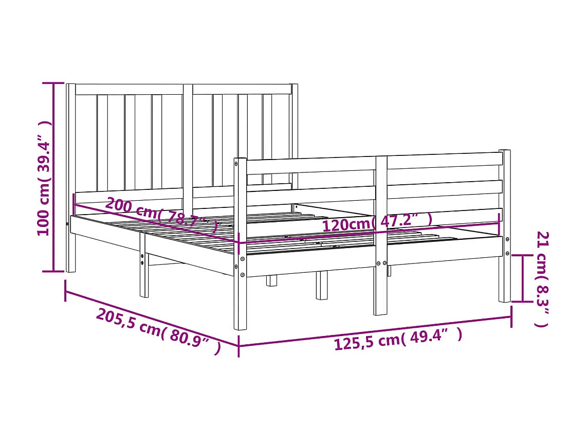 Massivholzbett ohne Matratze 120x200 cm Kiefernholz