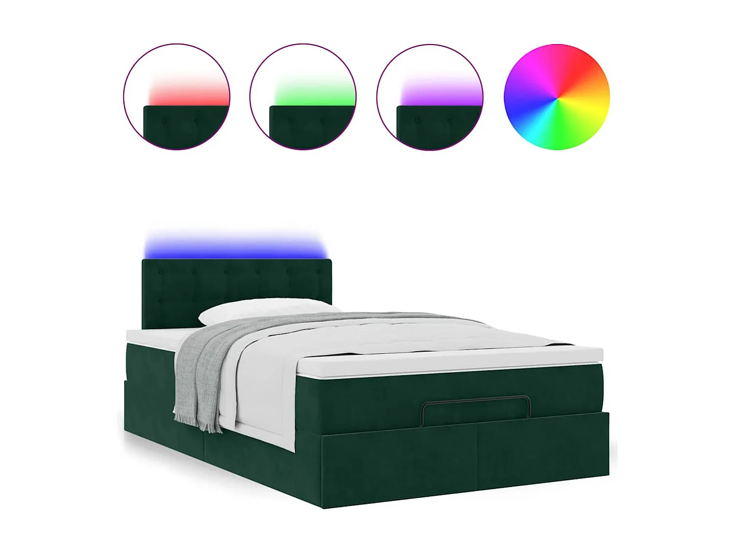Cadre de lit ottoman avec matelas vert foncé 120x200 cm velours