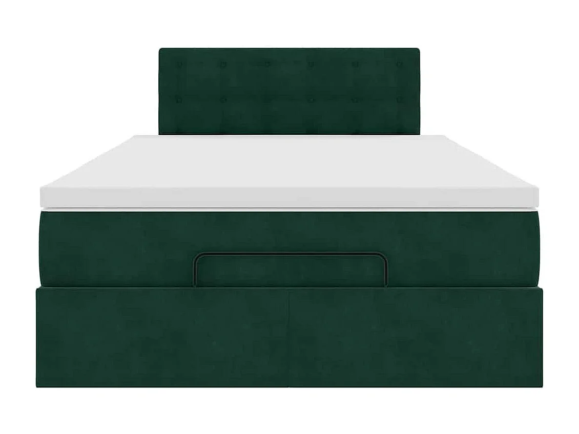 Cadre de lit ottoman avec matelas vert foncé 120x200 cm velours