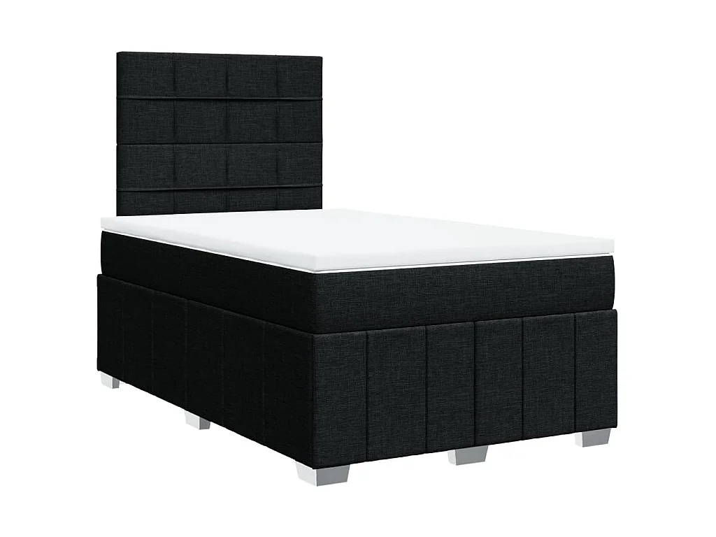 Cama box spring con colchón tela negro 120x190 cm