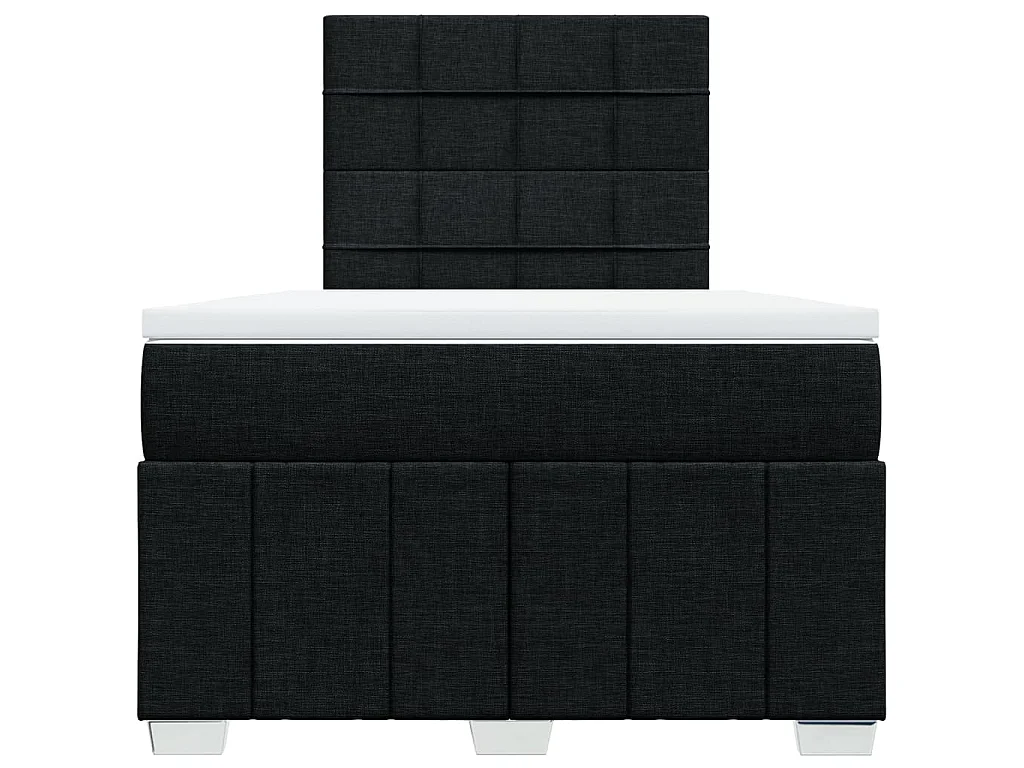 Cama box spring con colchón tela negro 120x190 cm