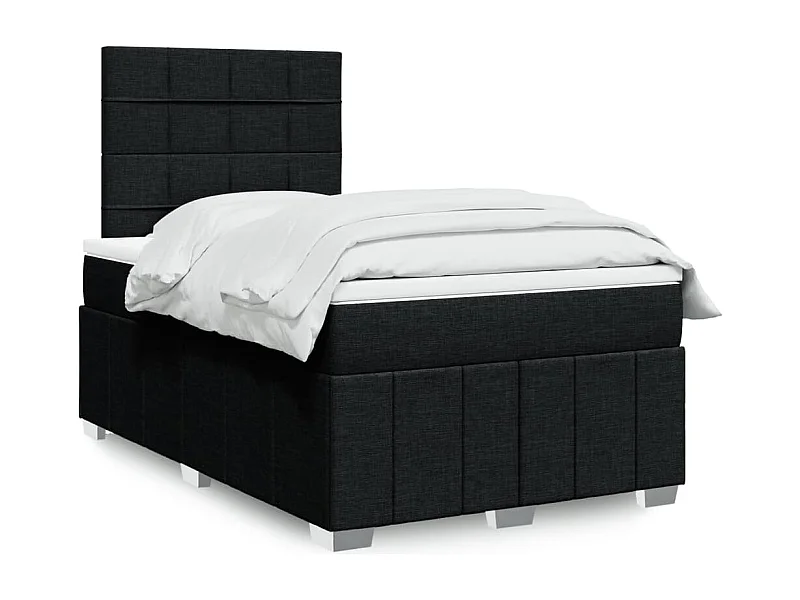 Cama box spring con colchón tela negro 120x190 cm