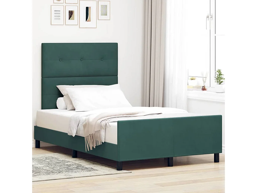 Boxspringbed met hoofdeinde Donkergroen 120 x 190 cm Fluweel