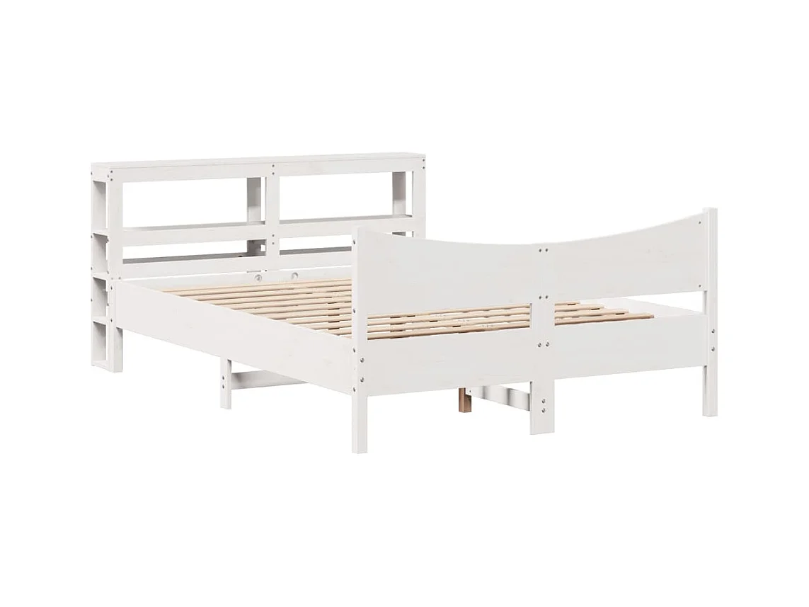 Bedframe met hoofdbord massief grenenhout wit 120x190 cm