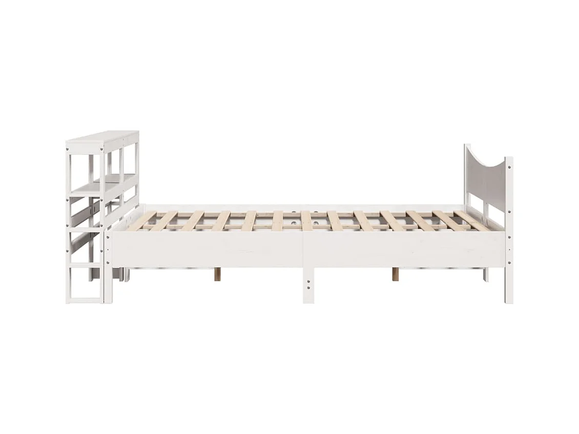 Bedframe met hoofdbord massief grenenhout wit 120x190 cm