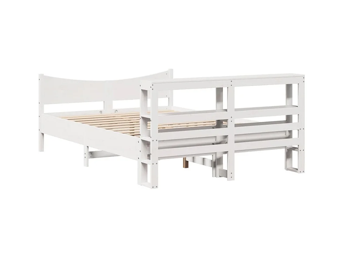 Bedframe met hoofdbord massief grenenhout wit 120x190 cm